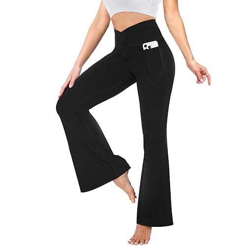 YOLIX Flare Leggings for Women with Pockets -...